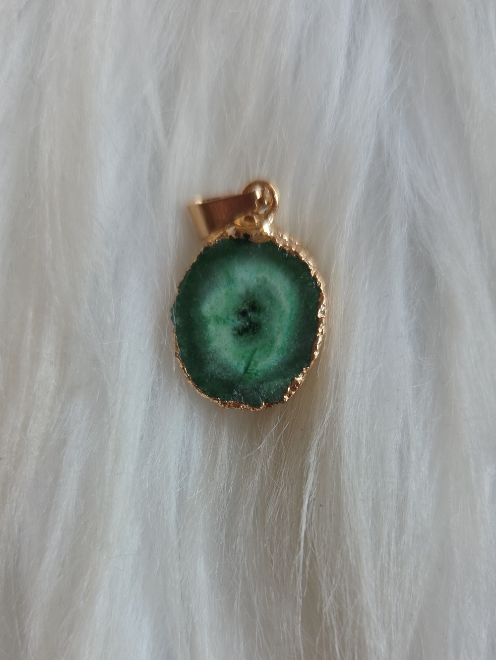 Green Solar Quartz Gold Tone